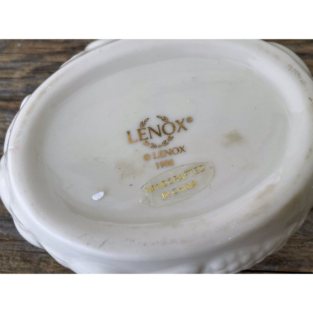 Vintage 1990s Lenox Porcelain Trinket Box Embossed Fruit - Picture 6 of 8